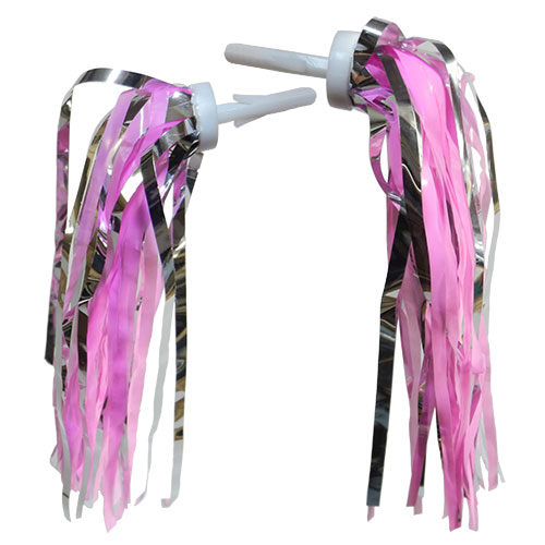 Girls Bicycle Handlebar Streamers (Pink/Silver)